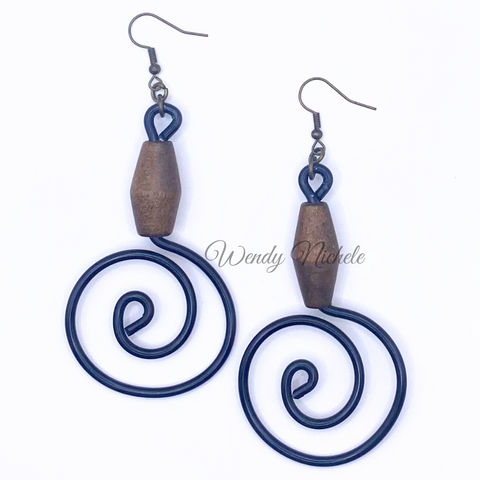 Desiree Earrings (Black w/brown bead)