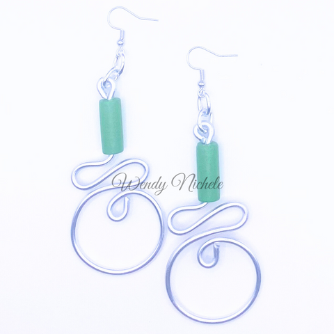 Nicole Earrings (Silver w/ green wood bead)