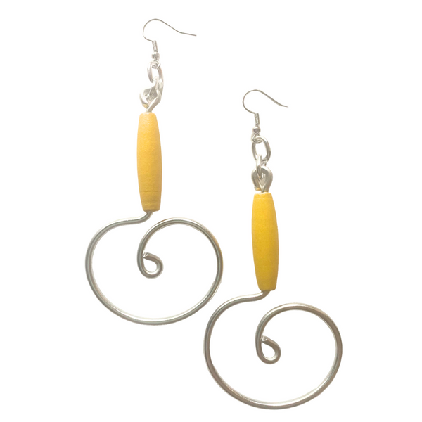 Stacee Earrings (Gold w/yellow wood bead)