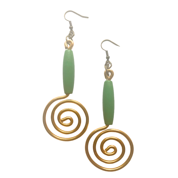 Desiree Earrings (Copper w/ green wood bead)