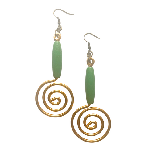 Desiree Earrings (Copper w/ green wood bead)