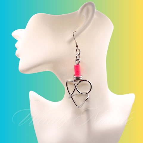 Yashica Earrings (Silver w Pink Bead)