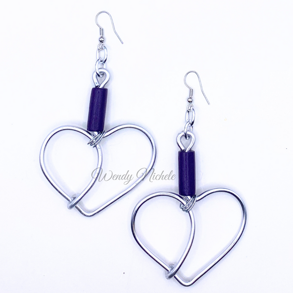 Love Earrings (Silver w/purple bead)