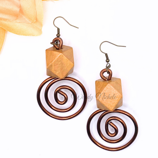 Desiree Earrings (Brown w/wide cream bead)