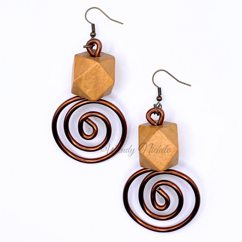 Desiree Earrings (Brown w/wide cream bead)