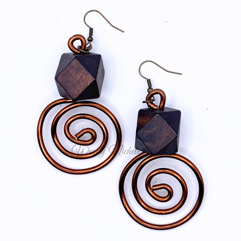 Desiree Earrings (Brown w/brown wide bead)