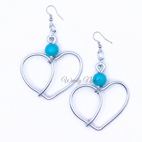Love Earrings (Silver w/turquoise bead)