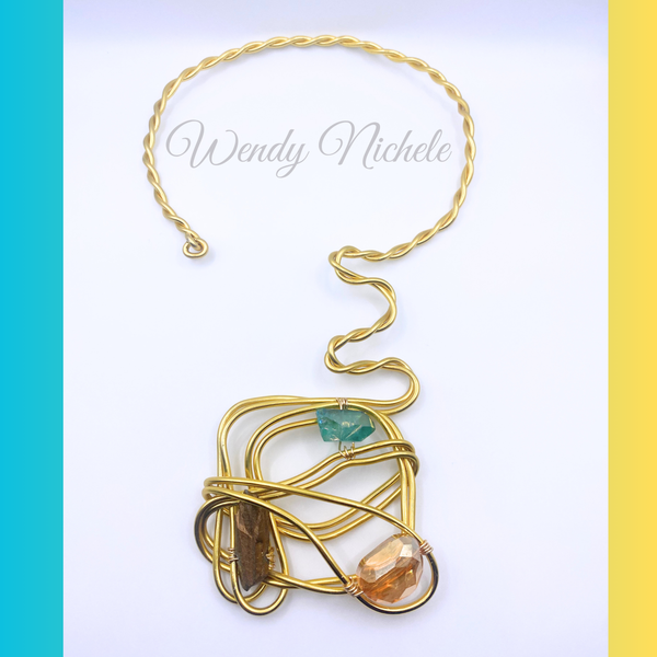 Abstract Choker w/stones (Gold)