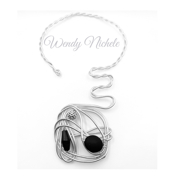 Abstract Choker w/stones (Silver)