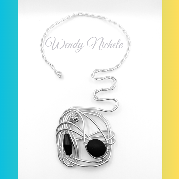 Abstract Choker w/stones (Silver)