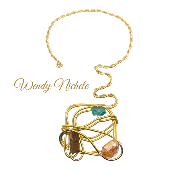 Abstract Choker w/stones (Gold)