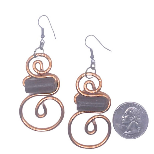 Hermion Earrings (Copper w/ brown wood bead)