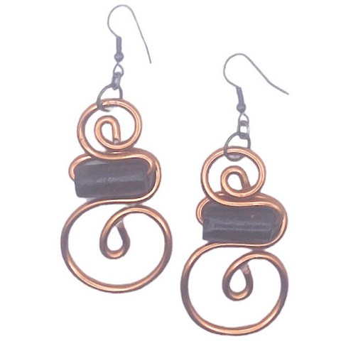 Hermion Earrings (Copper w/ brown wood bead)