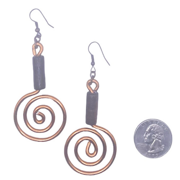 Desiree Earrings (Copper w/ brown wood bead)