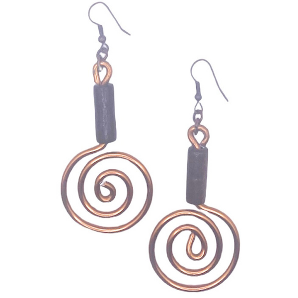 Desiree Earrings (Copper w/ brown wood bead)