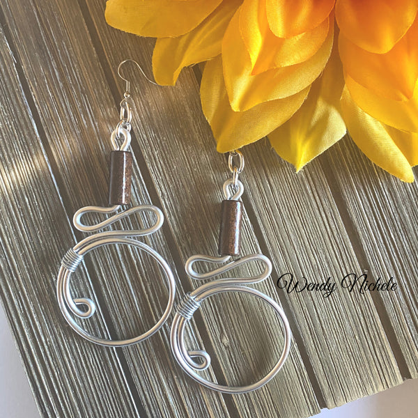 Nicole Earrings (Silver w/ brown wood bead)