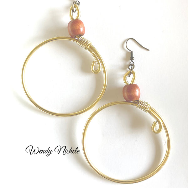 Sophia Earrings (W/ burnt orange wood bead)